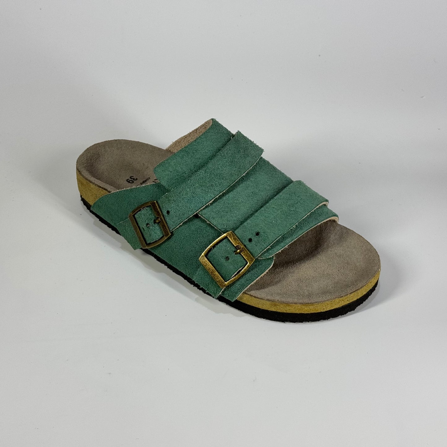Size 45 Last Pair - Passeo Double Buckle Genuine Leather Slip-on “Teal”