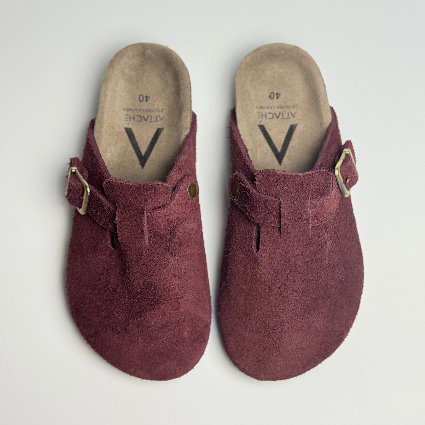 Size 39, 40, 43 - Clogs Premium Genuine Leather Slip-on "Maroon"