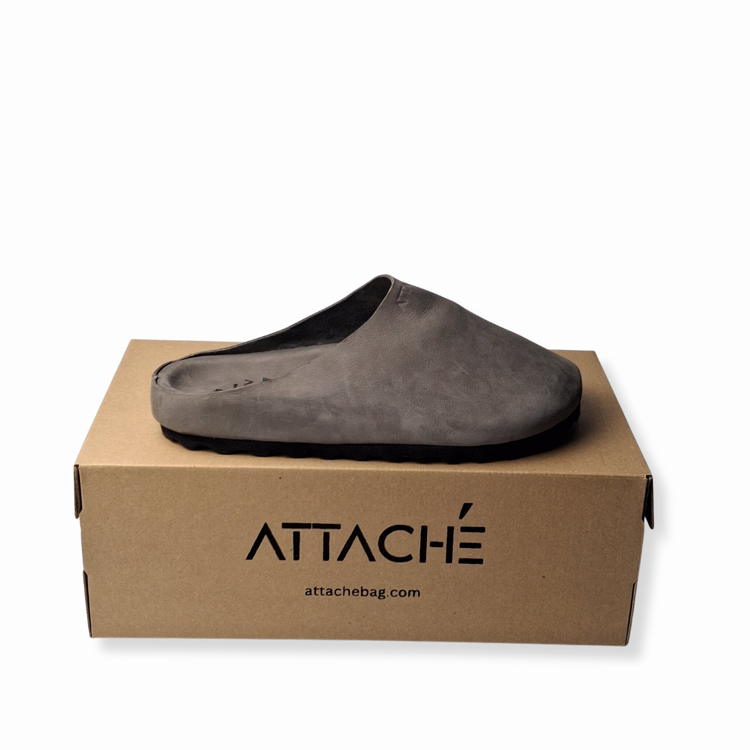 Gray MULE Genuine Goat Leather
