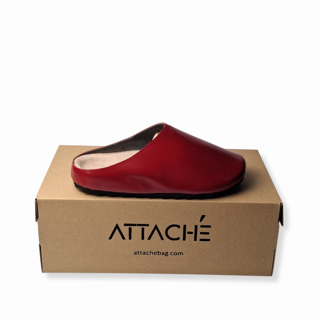 Crumpled Scarlet MULE Genuine Leather