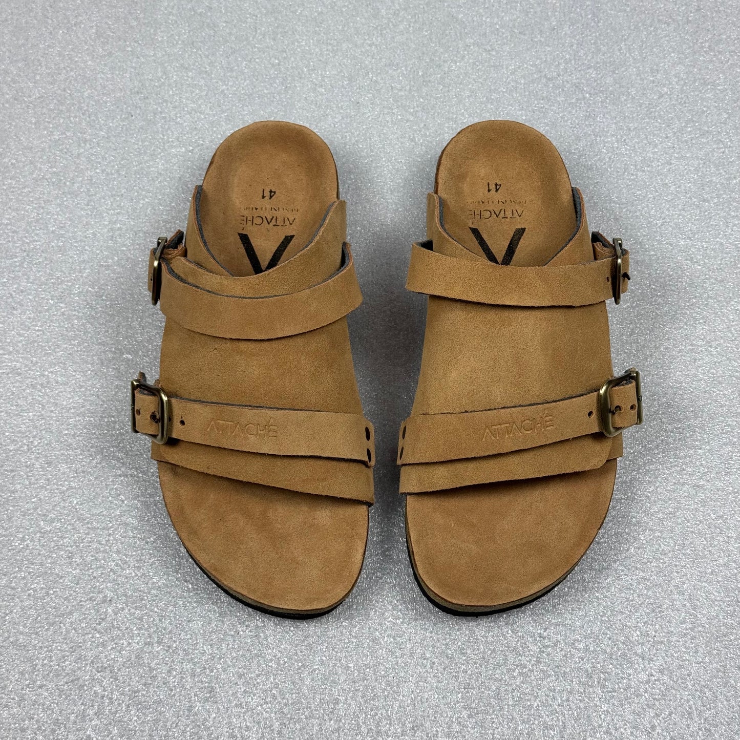Passeo Double Buckle Genuine Leather Slip-on "Tan V3”