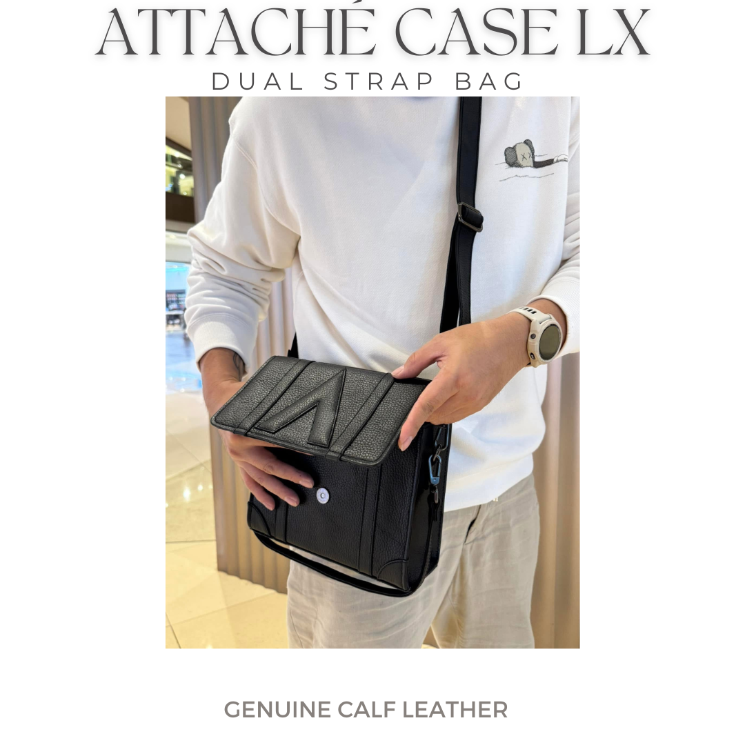 Attaché Case LX – Dual Strap Genuine Leather Bag in OffWhite