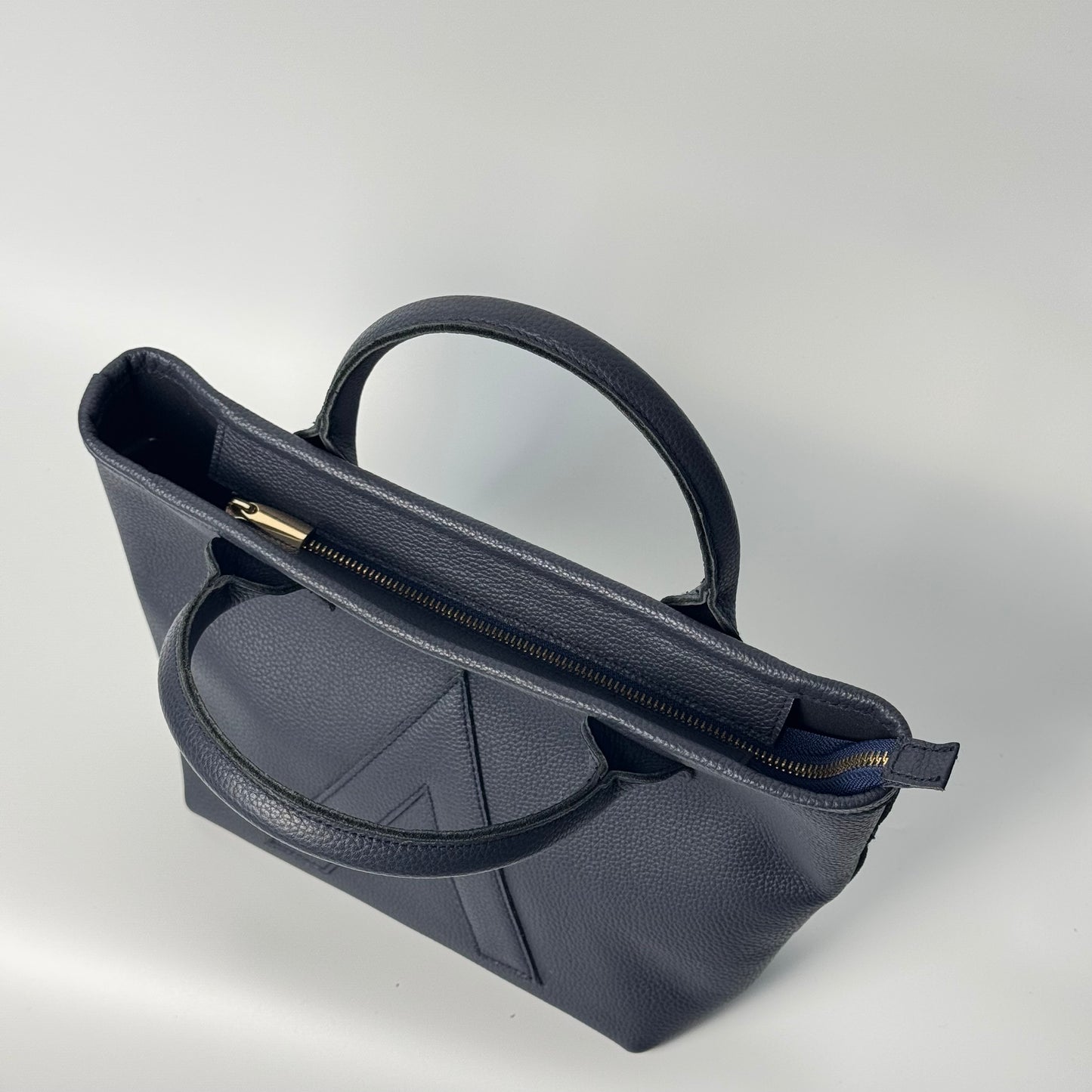 P-TOTE Full Grain Calf Leather (Petite Tote) in Navy