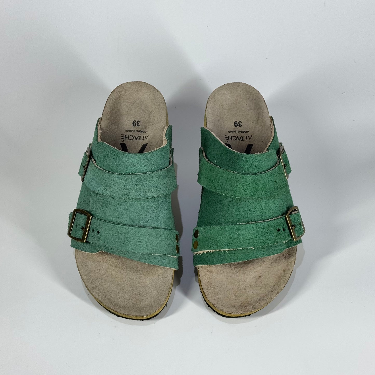 Size 45 Last Pair - Passeo Double Buckle Genuine Leather Slip-on “Teal”