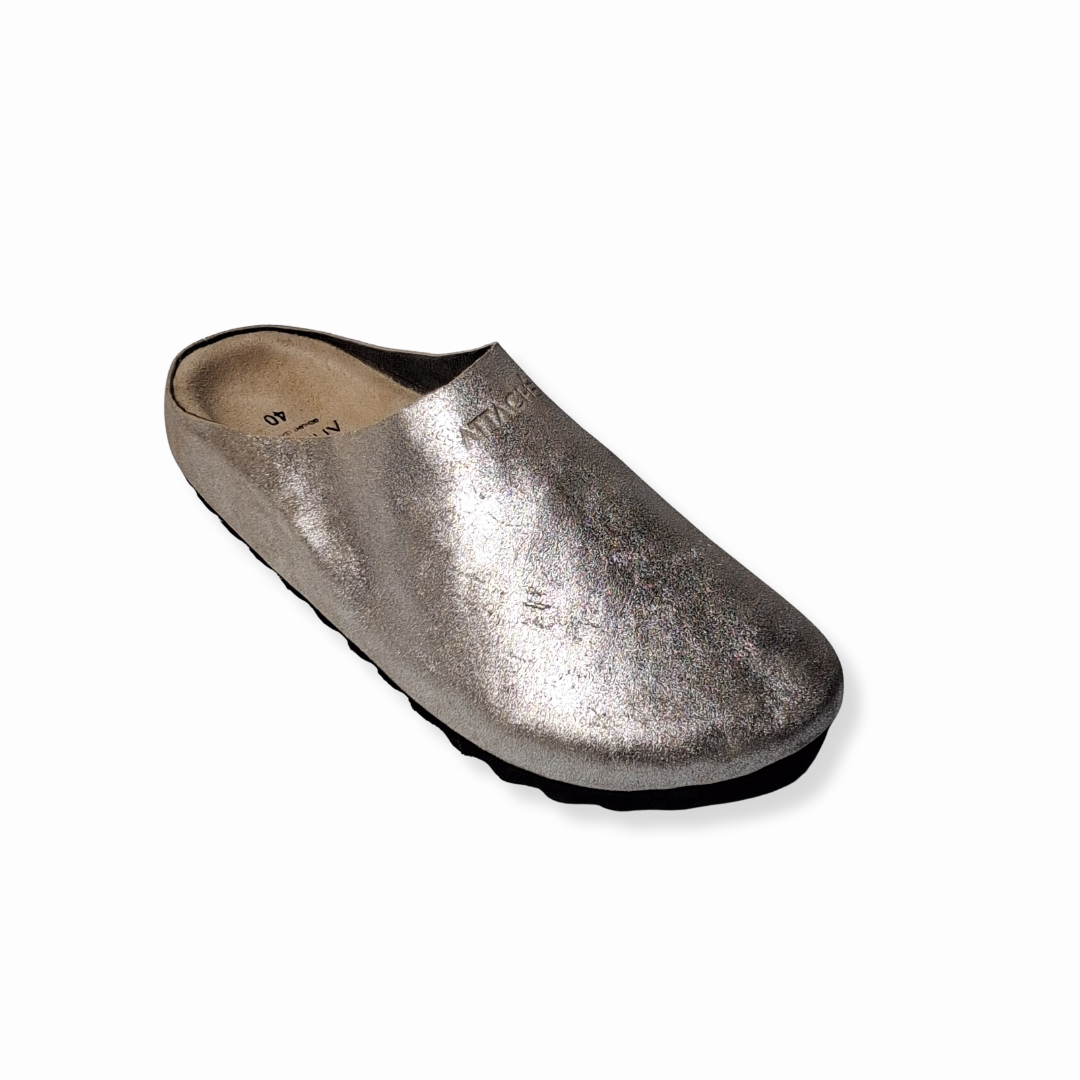 Silver Glitter MULE Genuine Leather