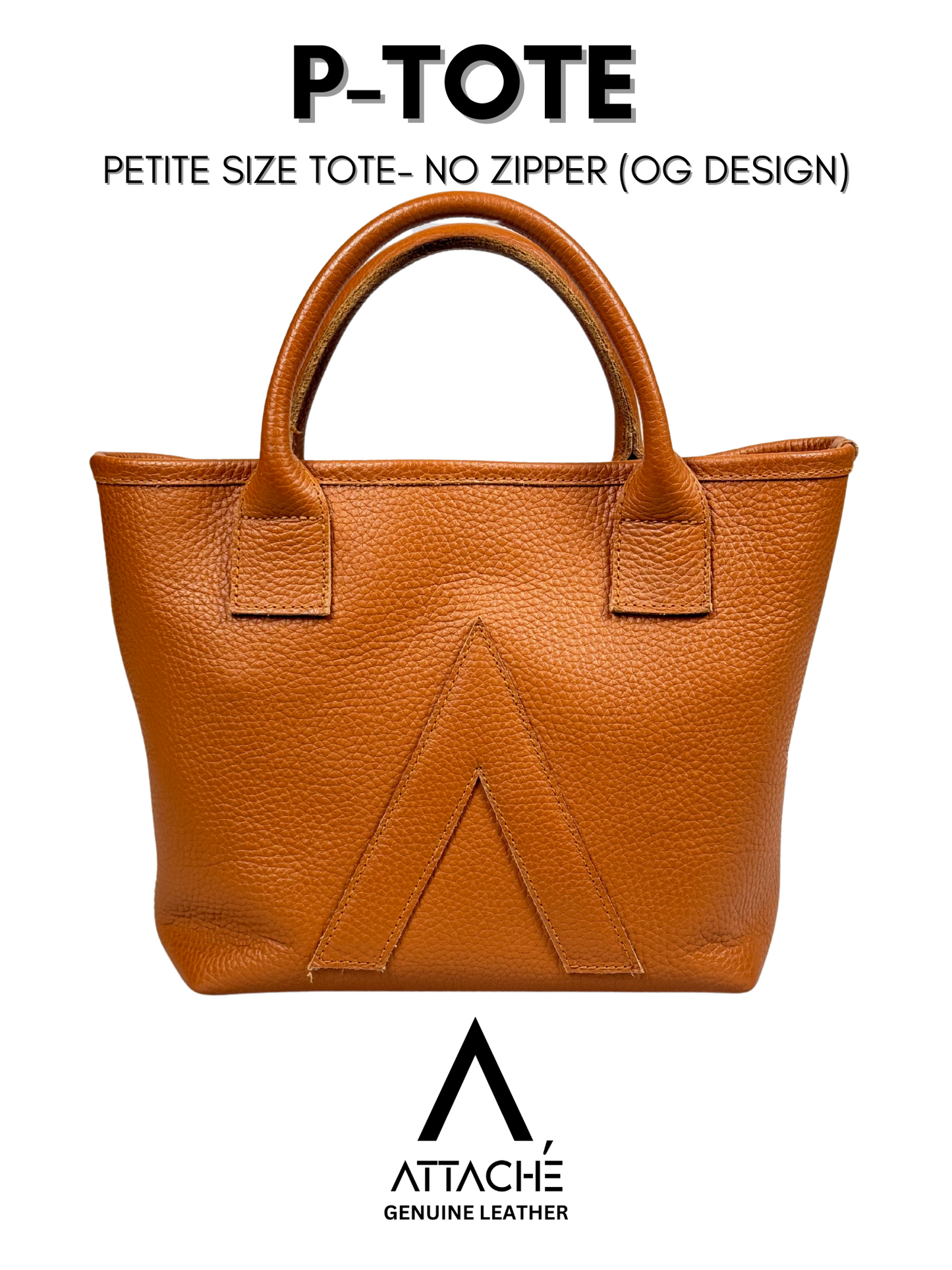 P-TOTE Full Grain Calf Leather Petite Tote in Brown
