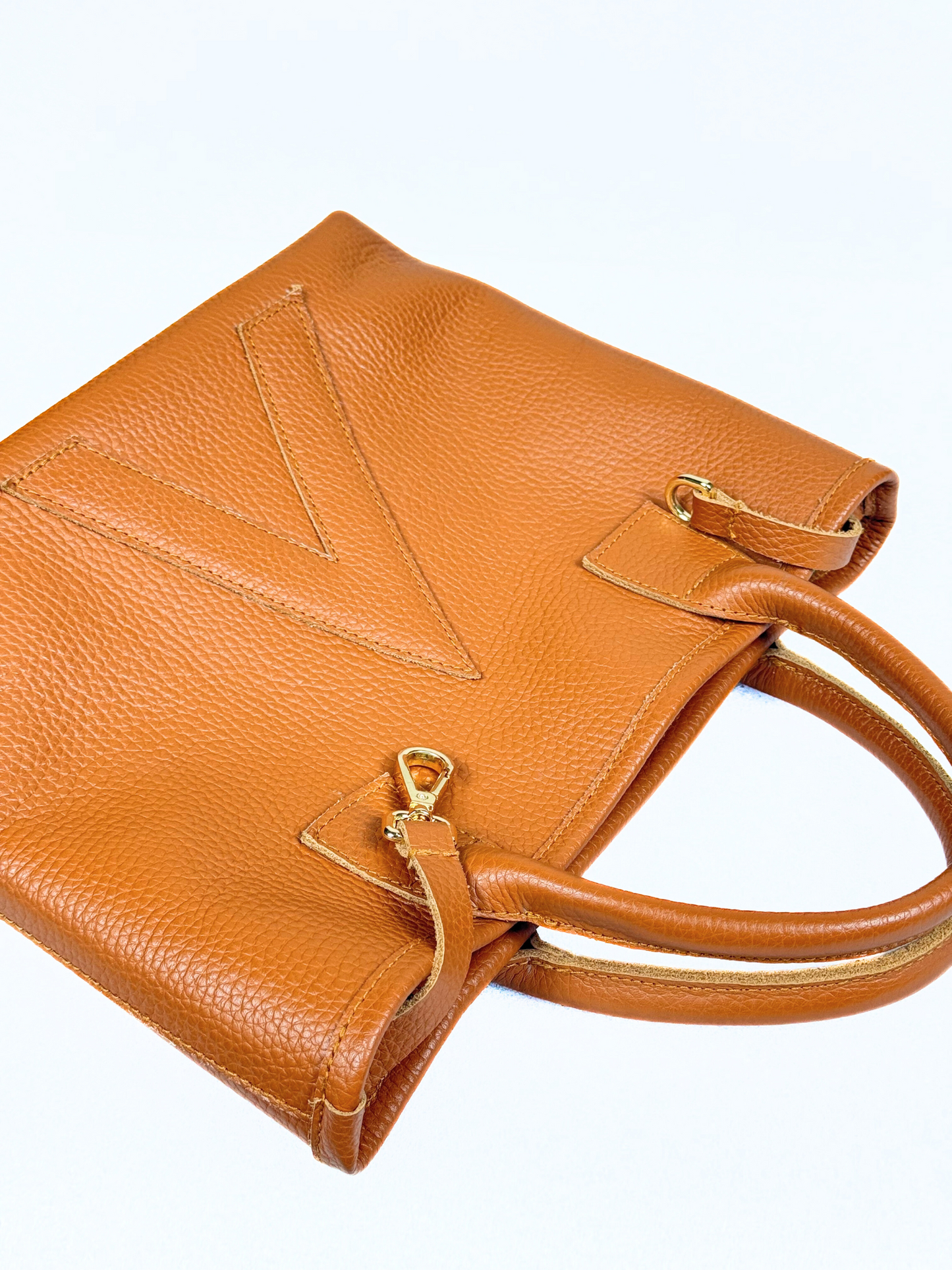 P-TOTE Full Grain Calf Leather Petite Tote in Brown