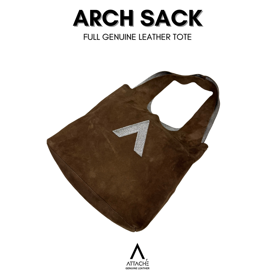 Arch Sack Genuine Leather Tote Bag in Repurposed Mocha Suede