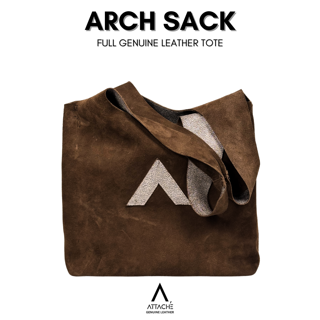 Arch Sack Genuine Leather Tote Bag in Repurposed Mocha Suede