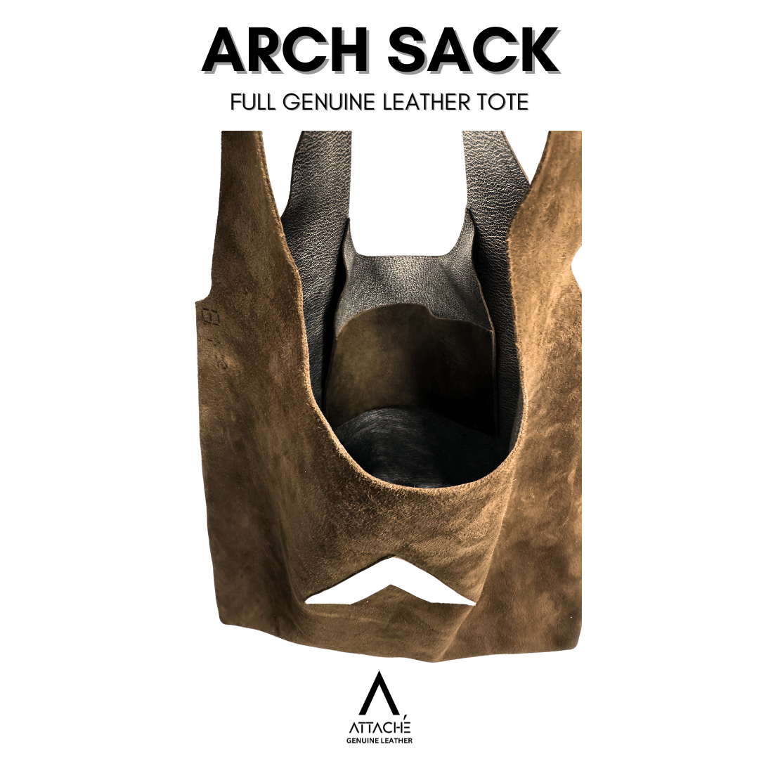 Arch Sack Genuine Leather Tote Bag in Repurposed Mocha Suede