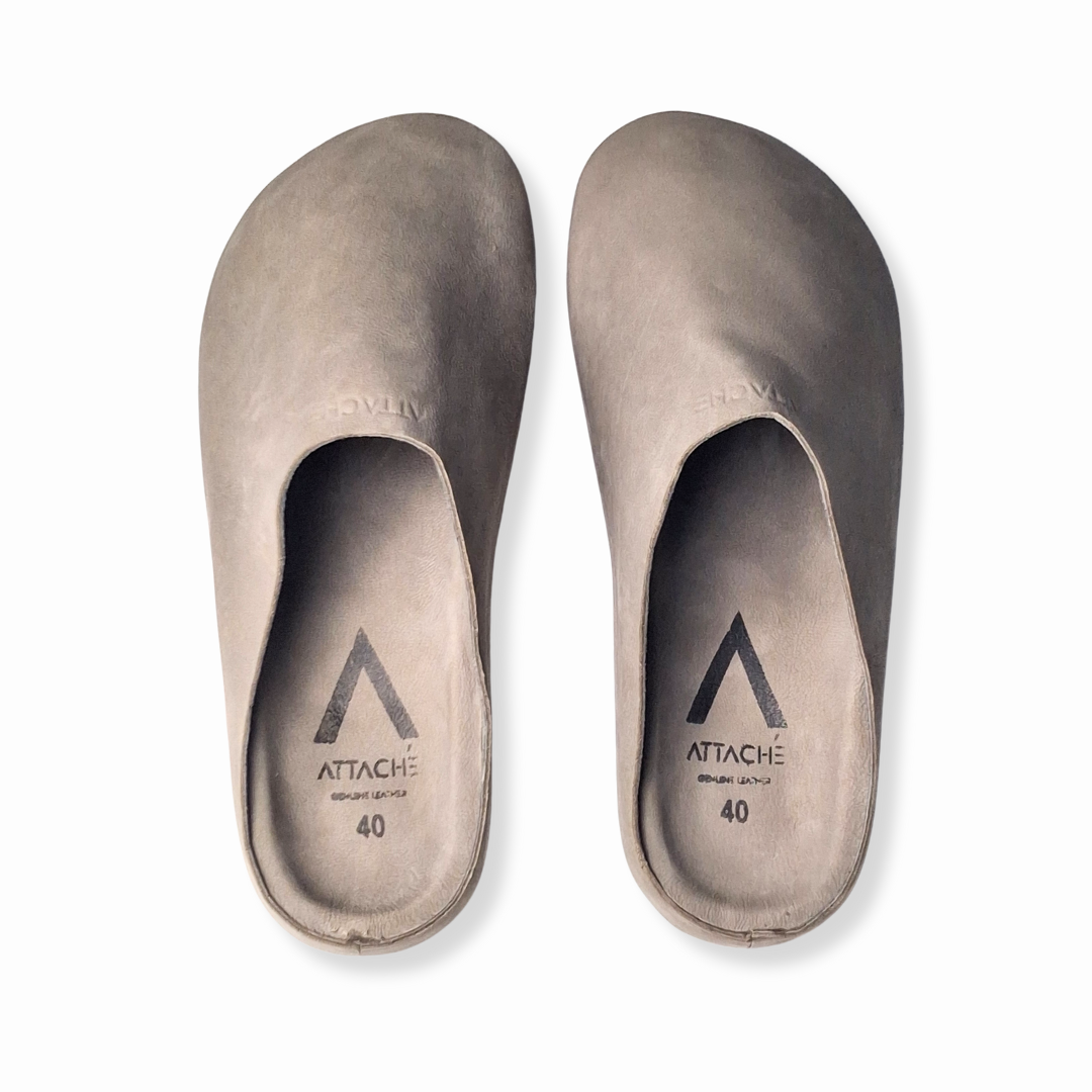 Gray MULE Genuine Goat Leather