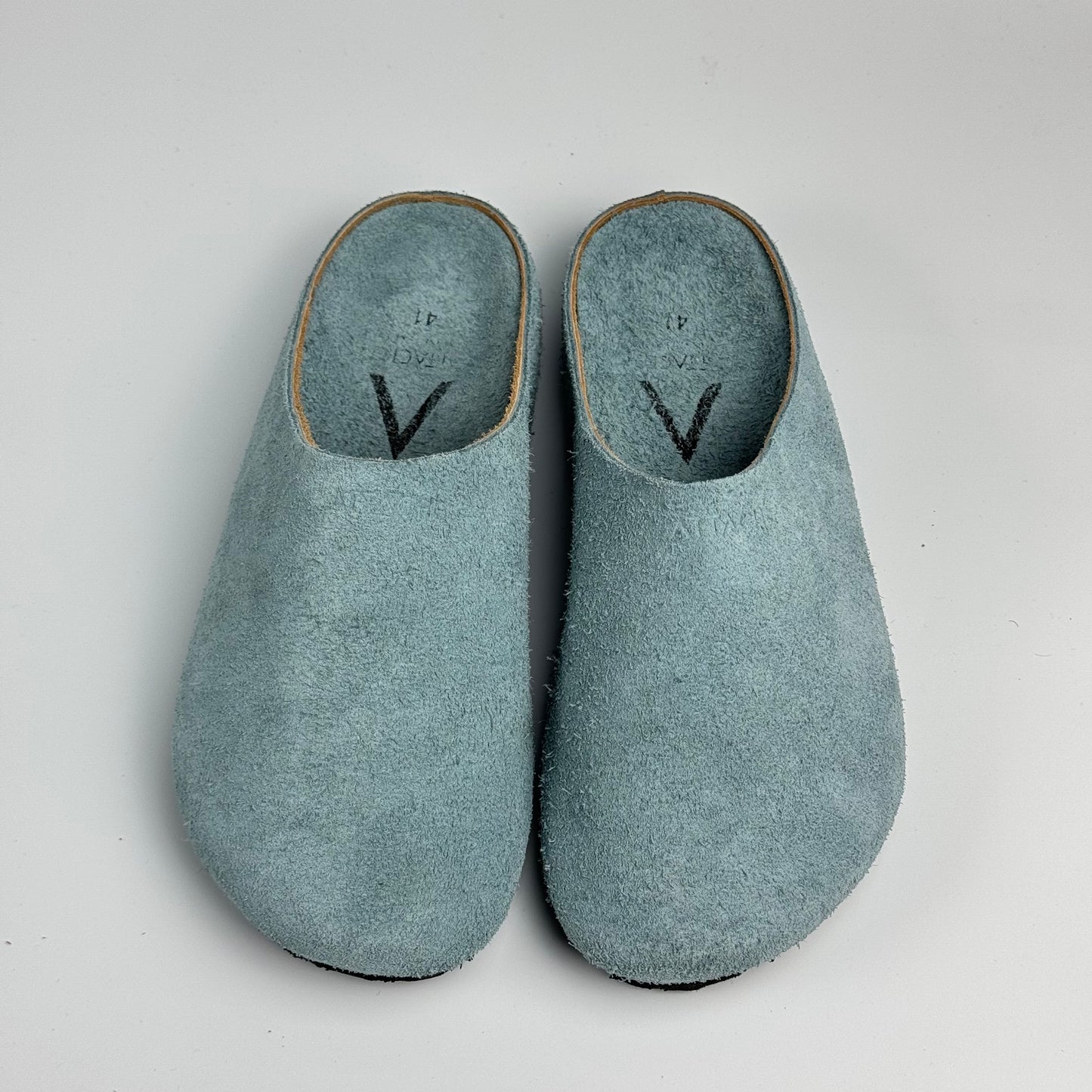 Premium Mule Genuine Suede Leather “Vintage Aqua Limited”
