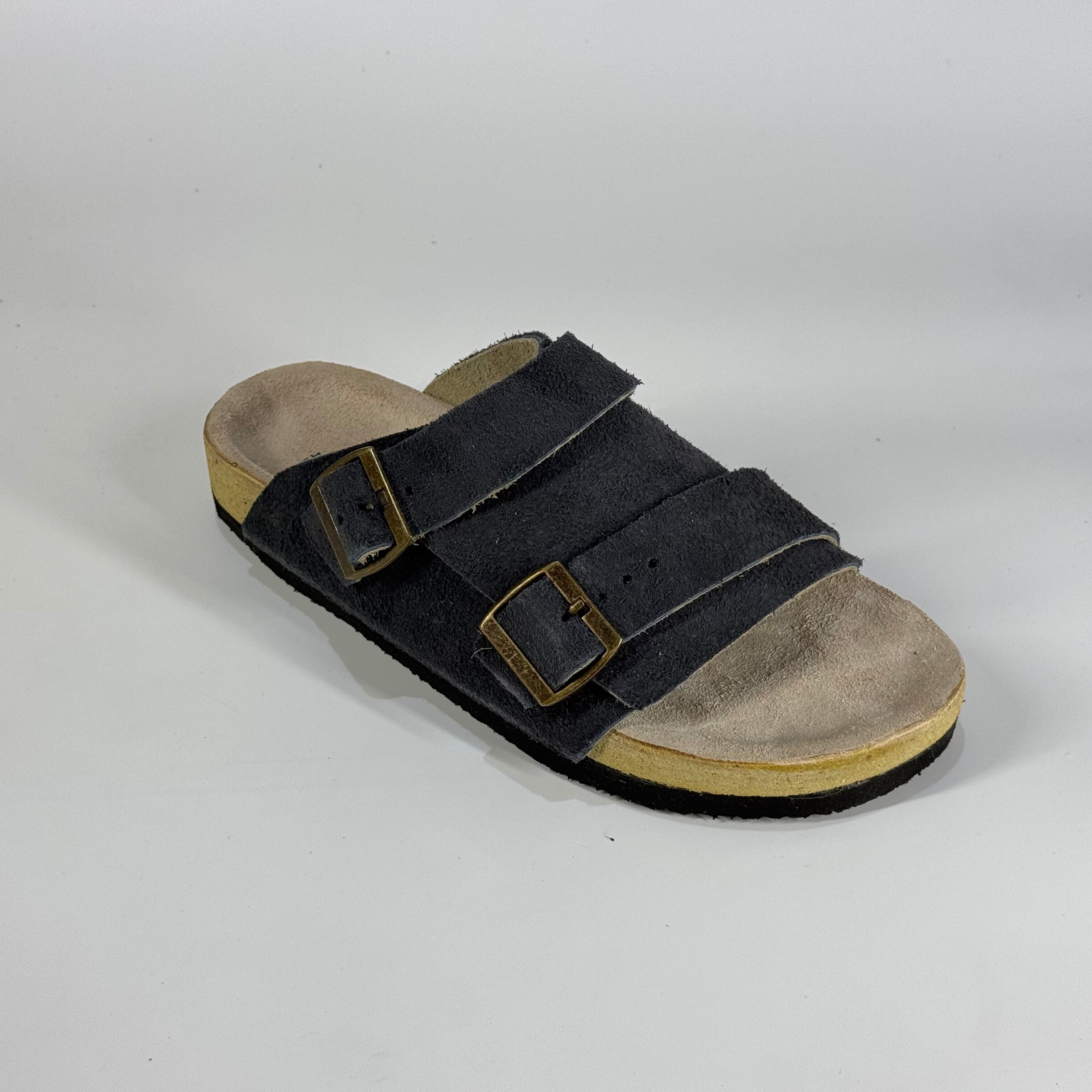 Passeo Double Buckle Genuine Leather Slip-on “Navy Gray”