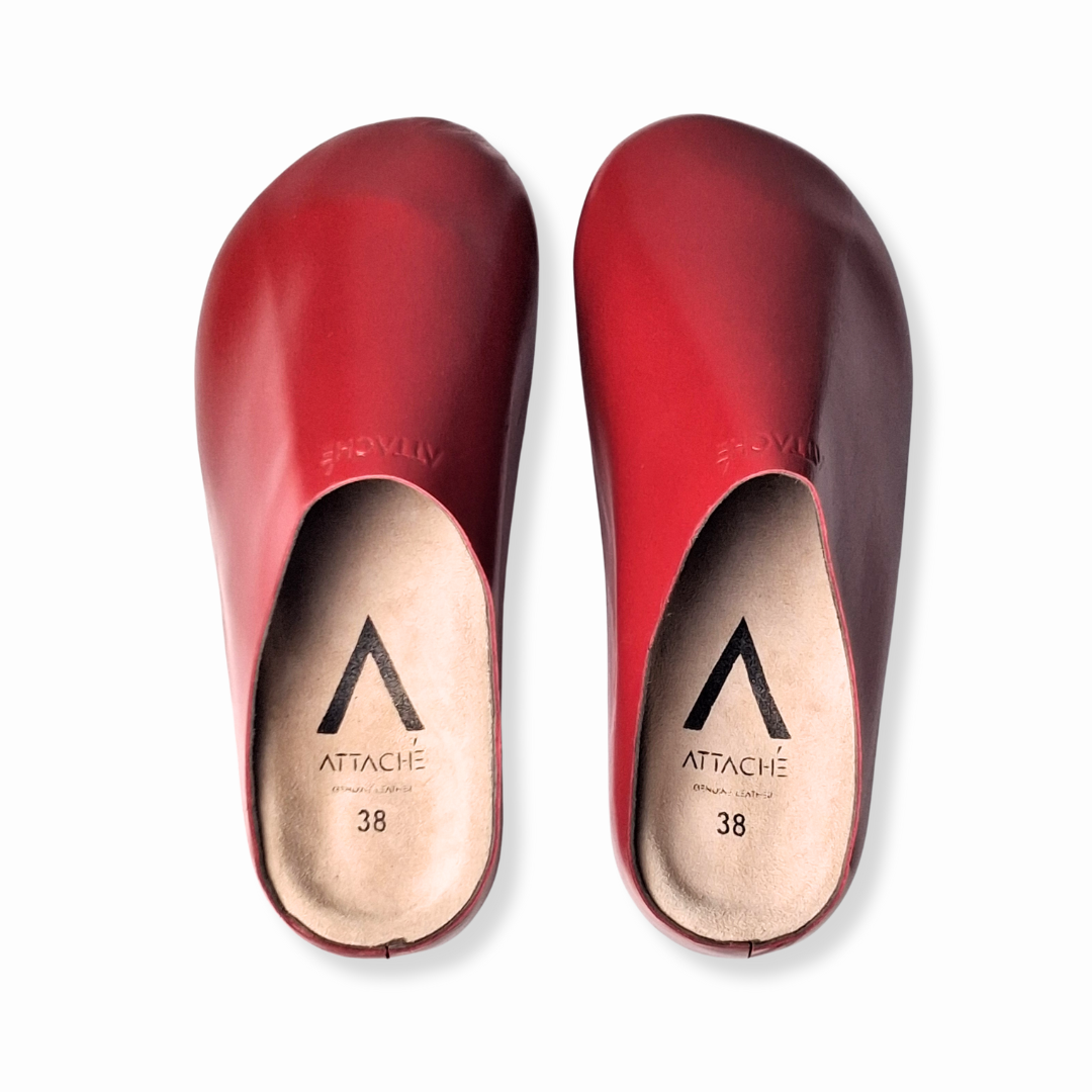Crumpled Scarlet MULE Genuine Leather