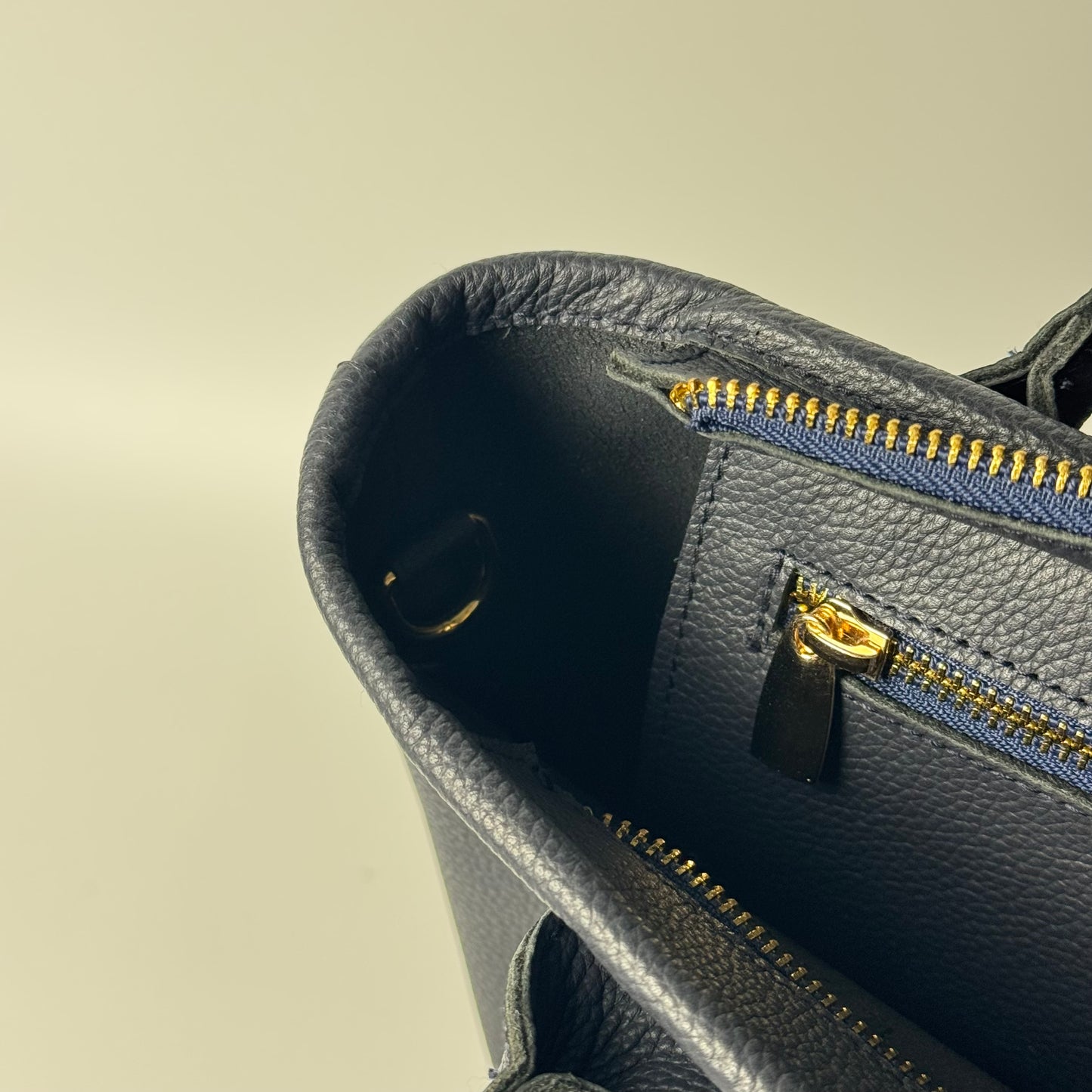 P-TOTE Full Grain Calf Leather (Petite Tote) in Navy
