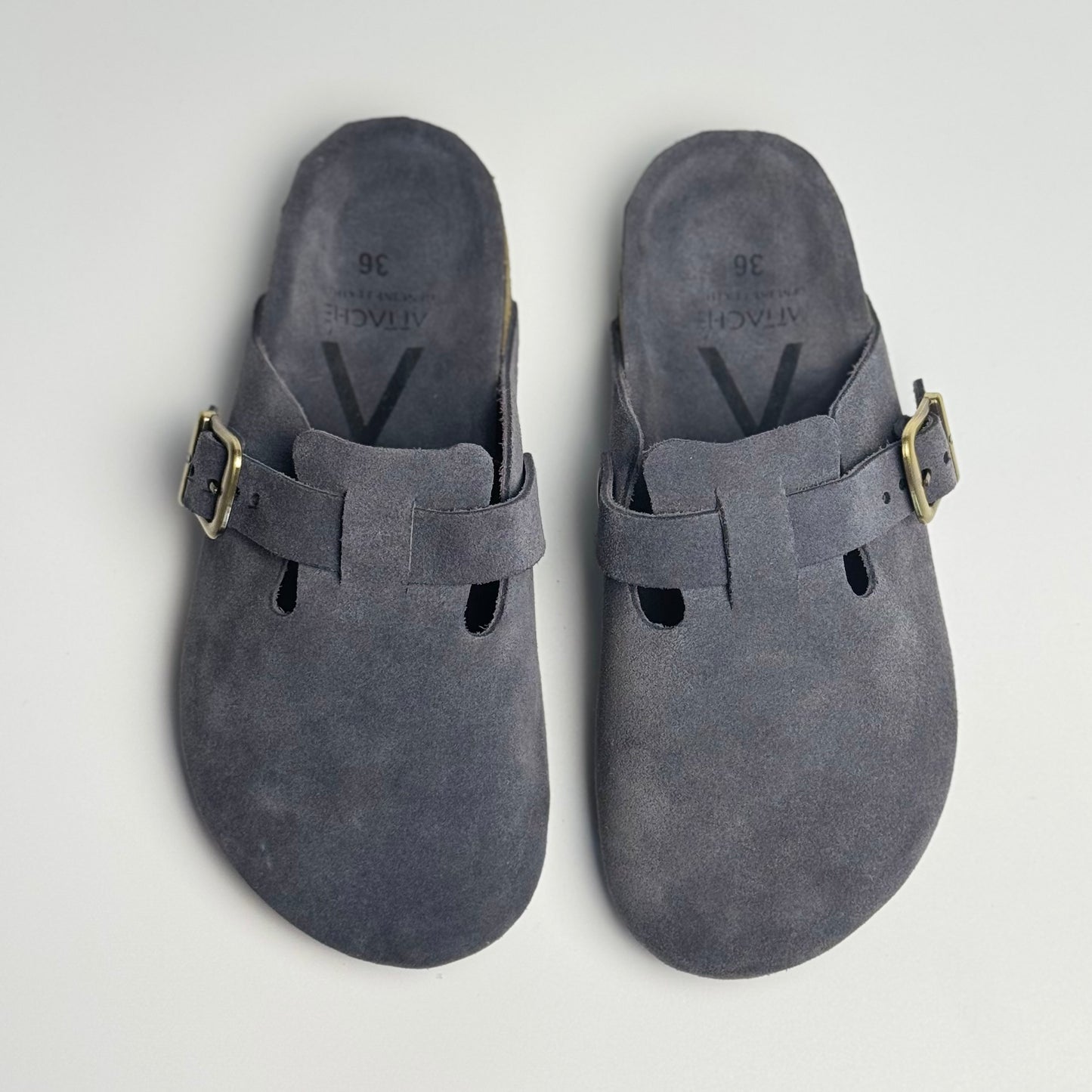 Clogs Premium Genuine Leather Slip-on “Navy Gray”