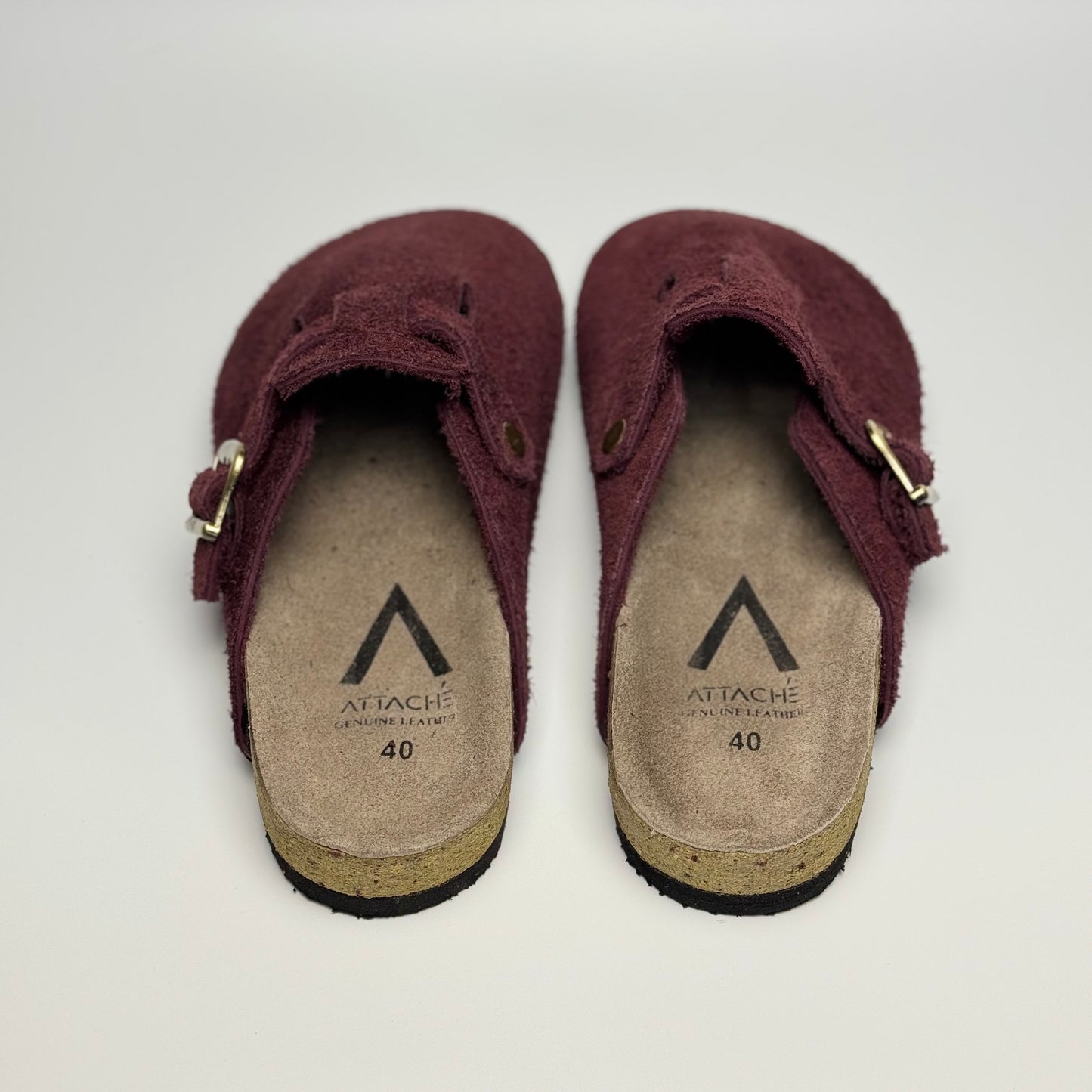 Size 39, 40, 43 - Clogs Premium Genuine Leather Slip-on "Maroon"