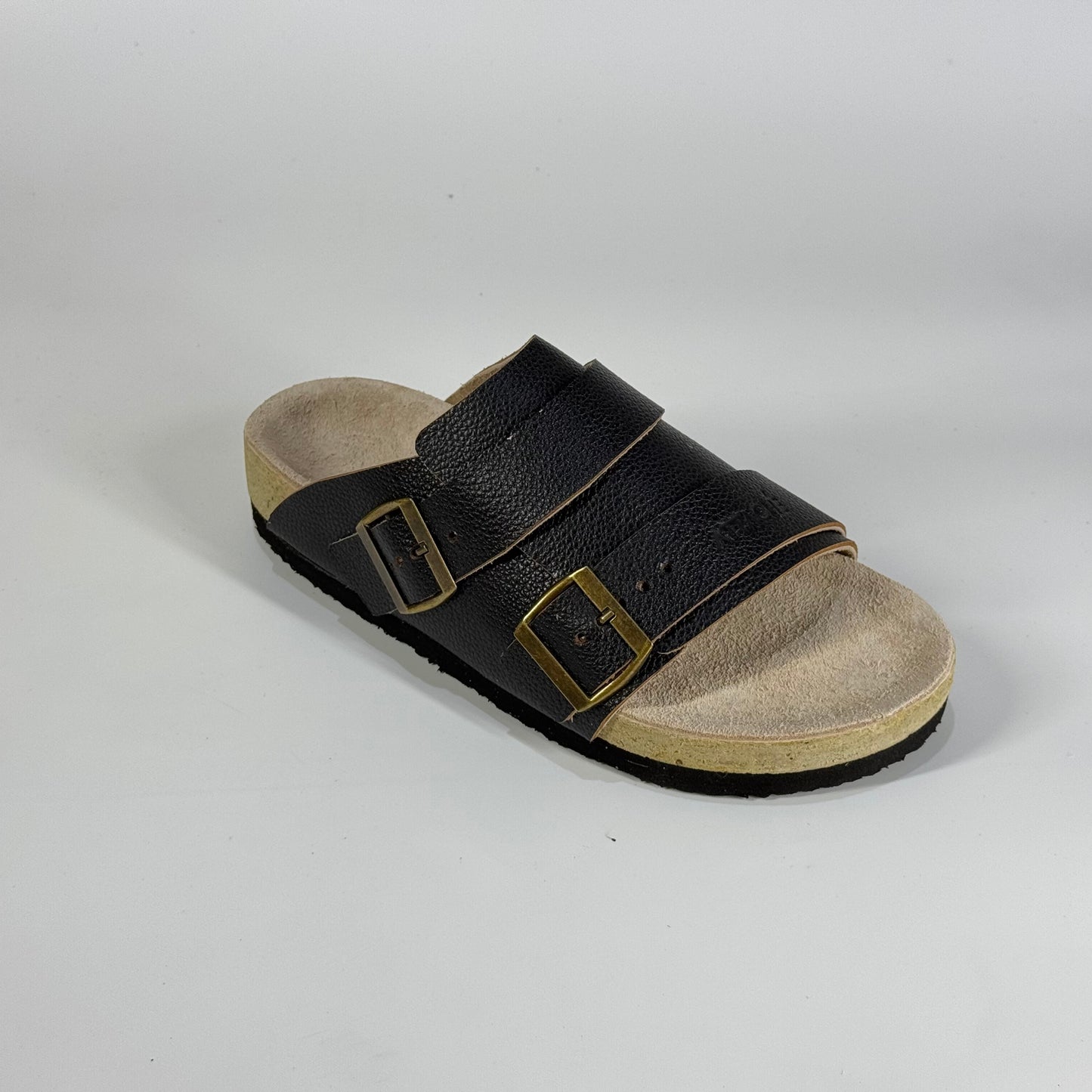 Passeo Double Buckle Genuine Leather Slip-on “Tumbled Black”