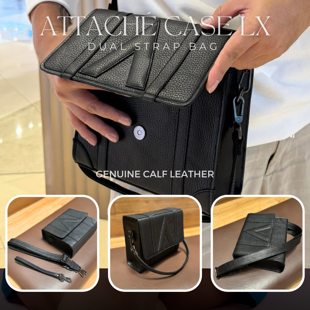 Attaché Case LX – Dual Strap Genuine Leather Bag in OffWhite