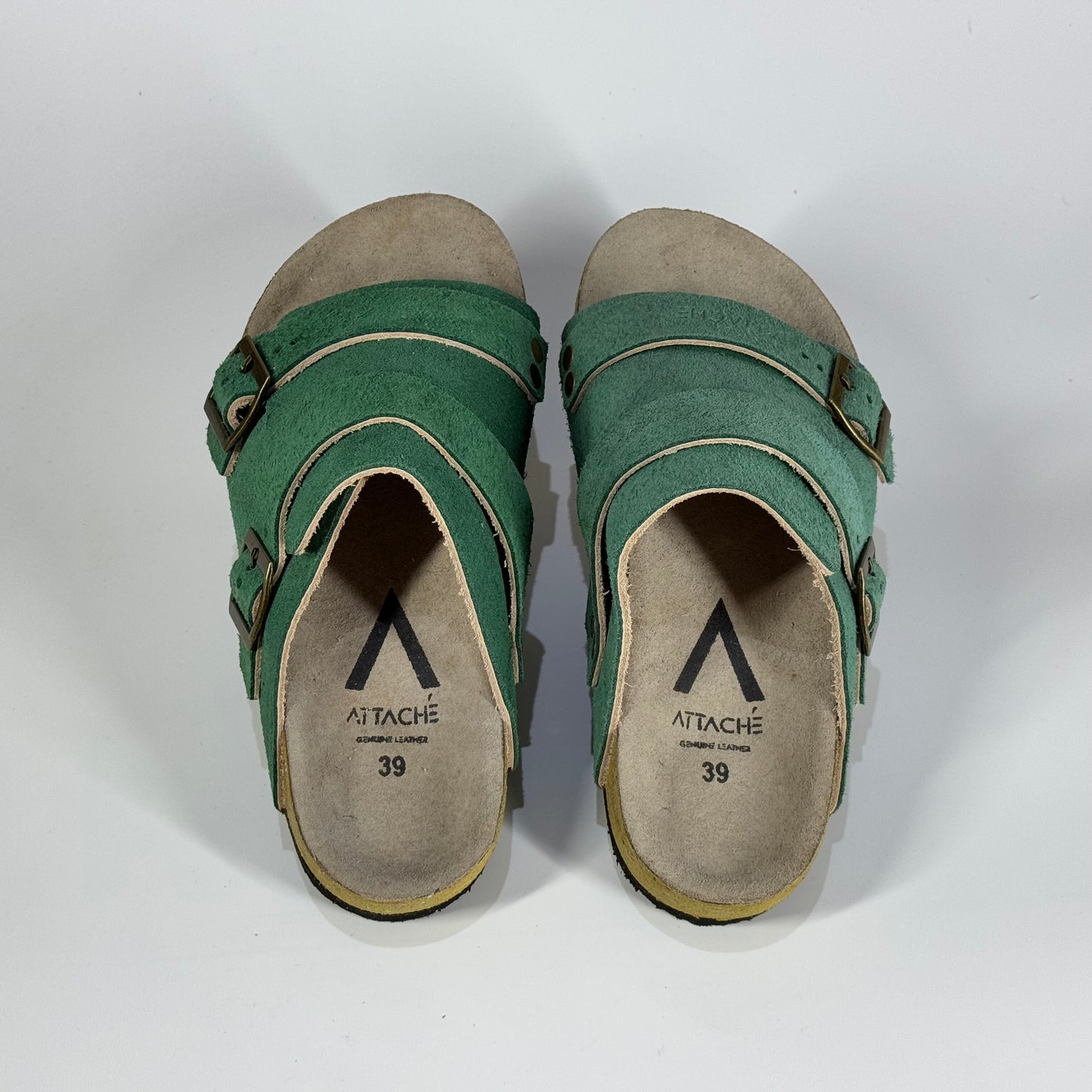 Size 45 Last Pair - Passeo Double Buckle Genuine Leather Slip-on “Teal”
