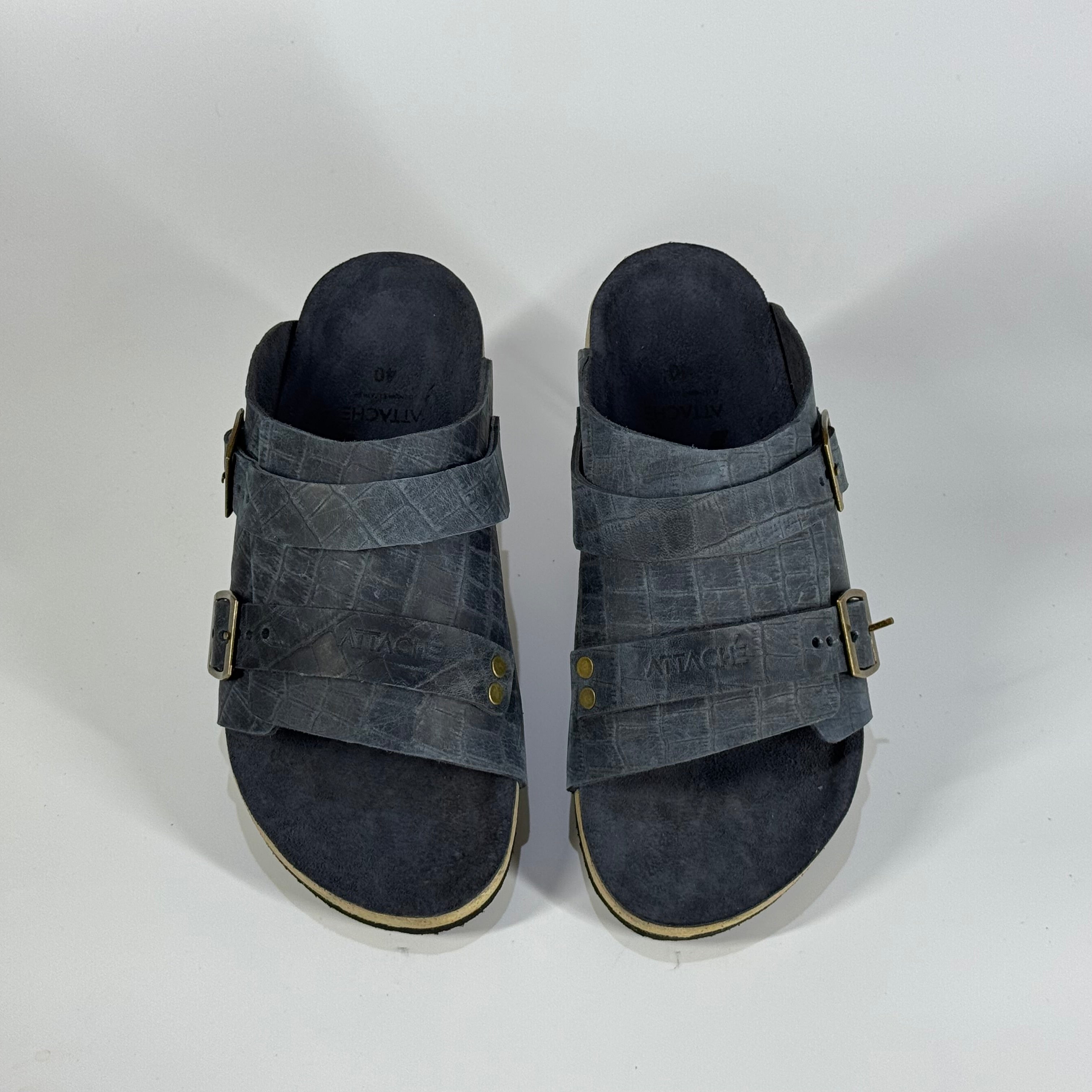LAST CHANCE SALE: Passeo Double Buckle Genuine Leather "Midnight Navy"