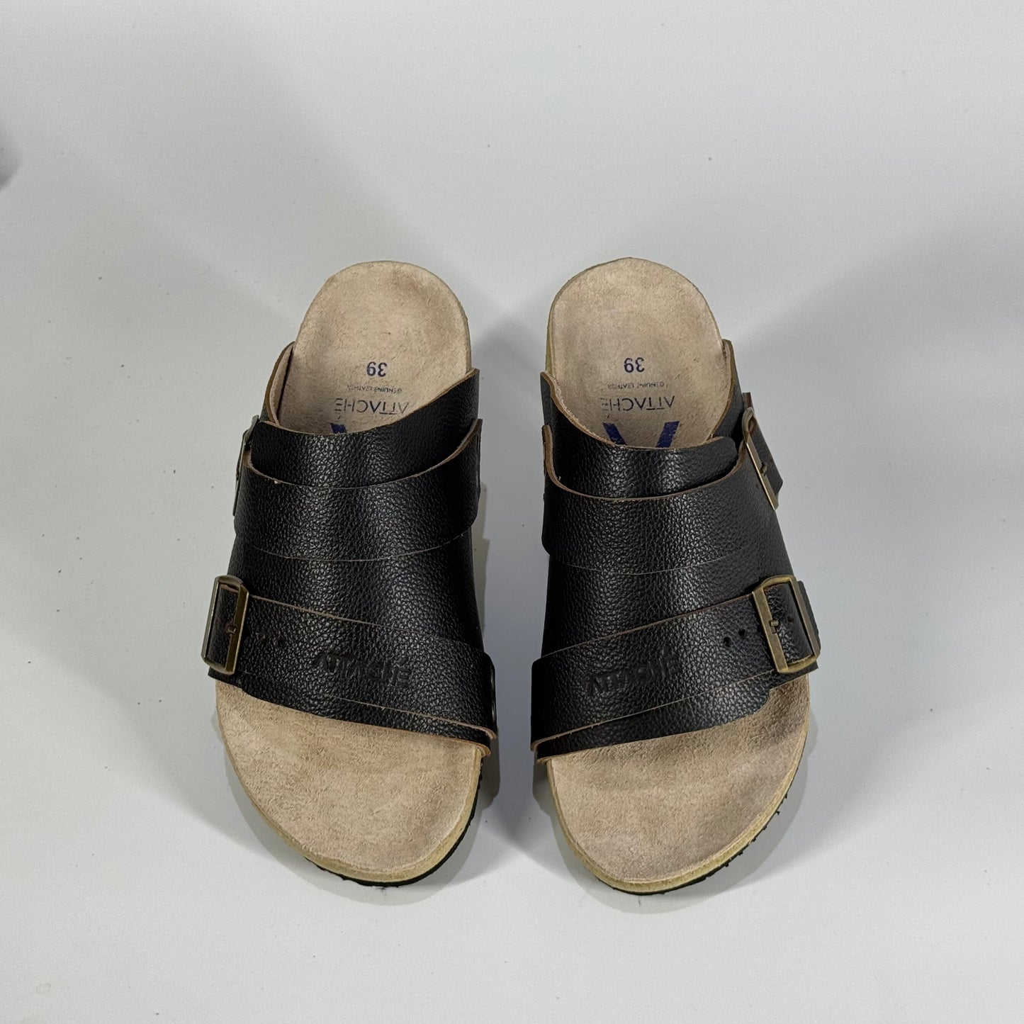 Passeo Double Buckle Genuine Leather Slip-on “Tumbled Black”