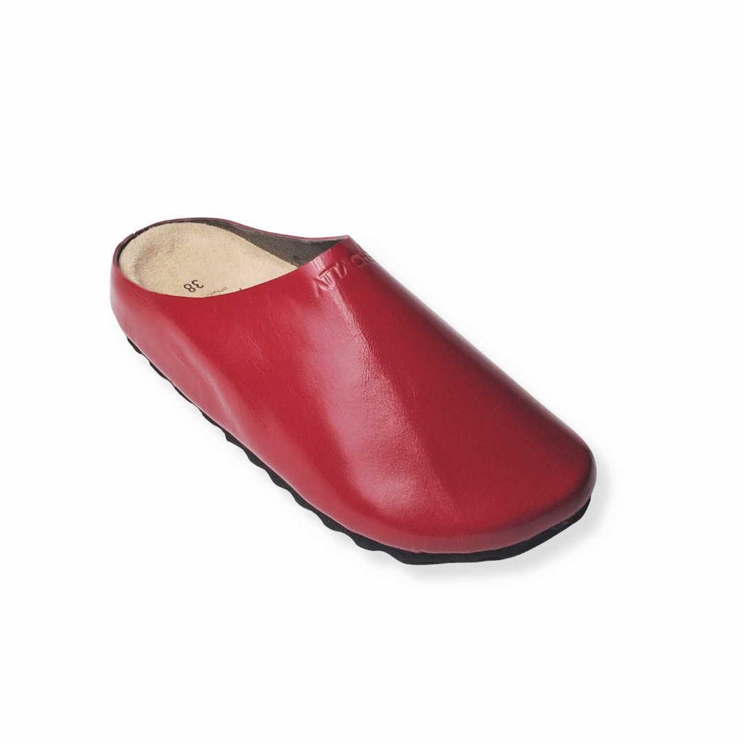 Crumpled Scarlet MULE Genuine Leather