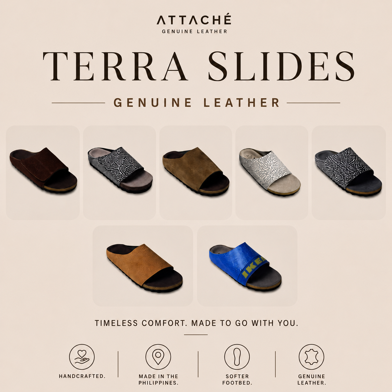Genuine Leather Terra Slides