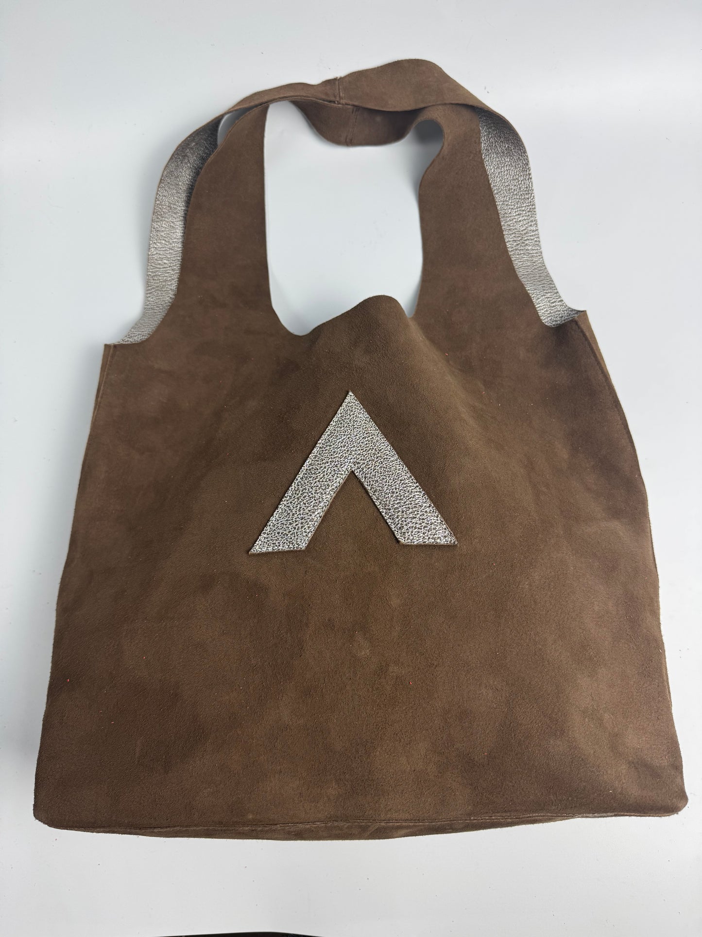 Arch Sack Genuine Leather Tote Bag - Repurposed Mocha Suede