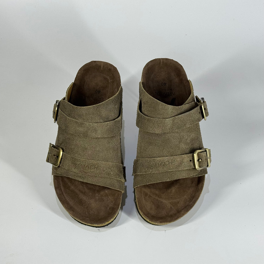LAST CHANCE SALE: Passeo Double Buckle Genuine Leather "Army Green”