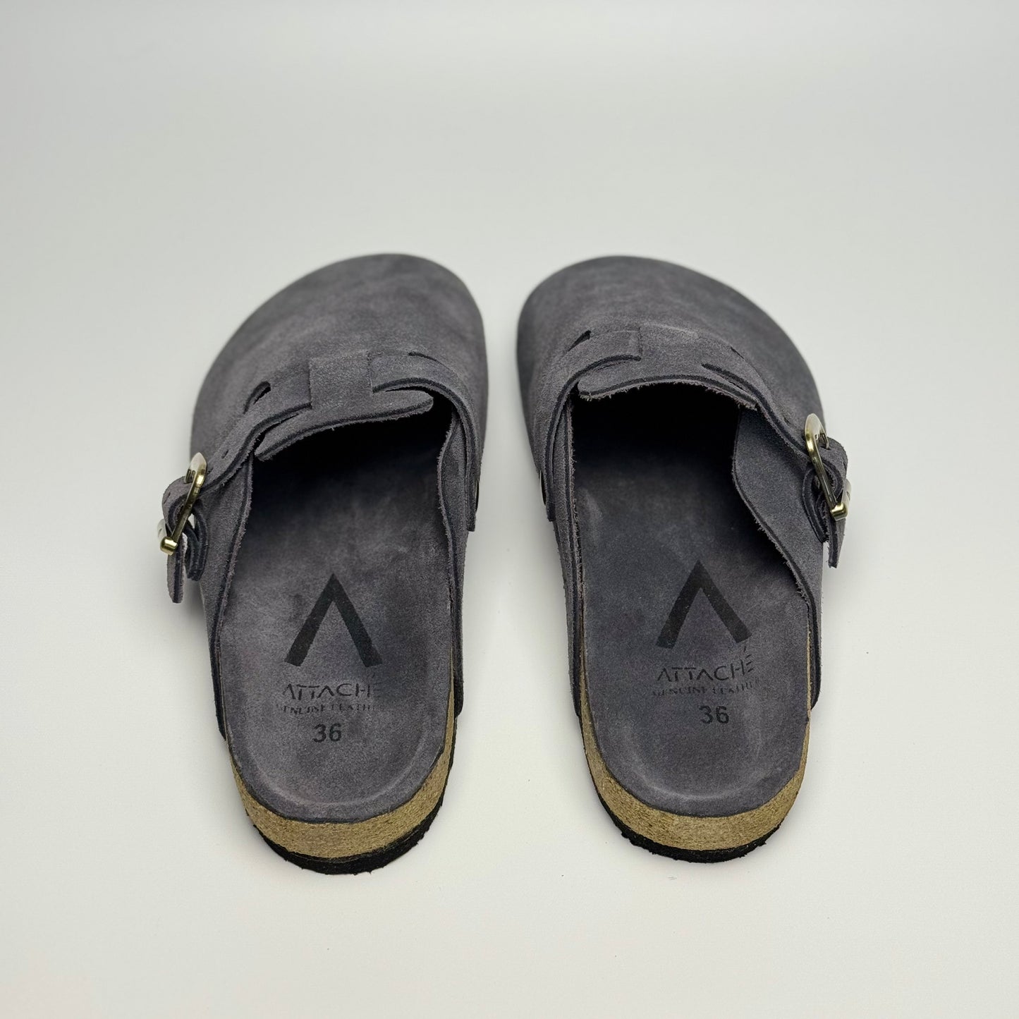 Clogs Premium Genuine Leather Slip-on “Navy Gray”