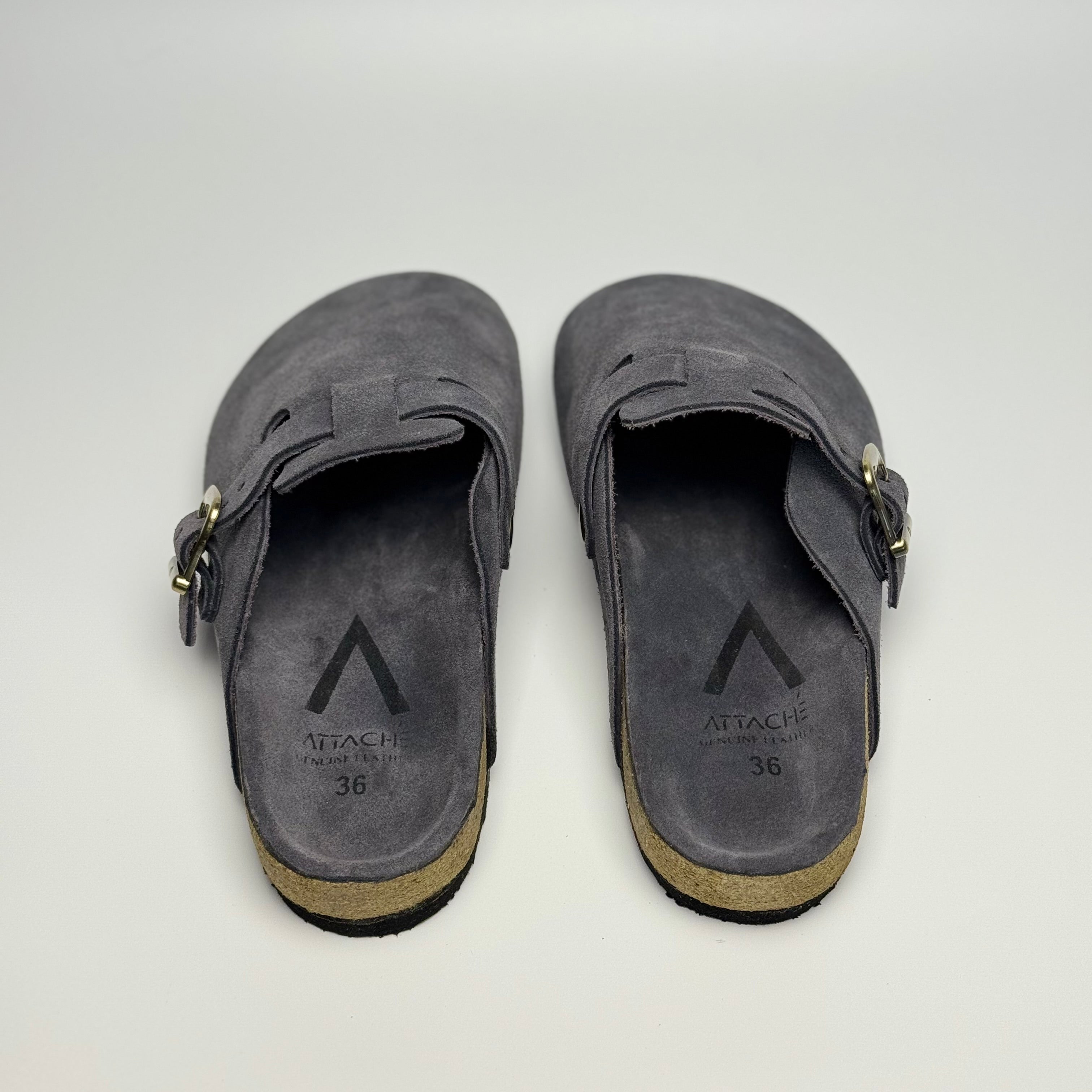 Clogs Genuine Leather Suede “Navy Gray”