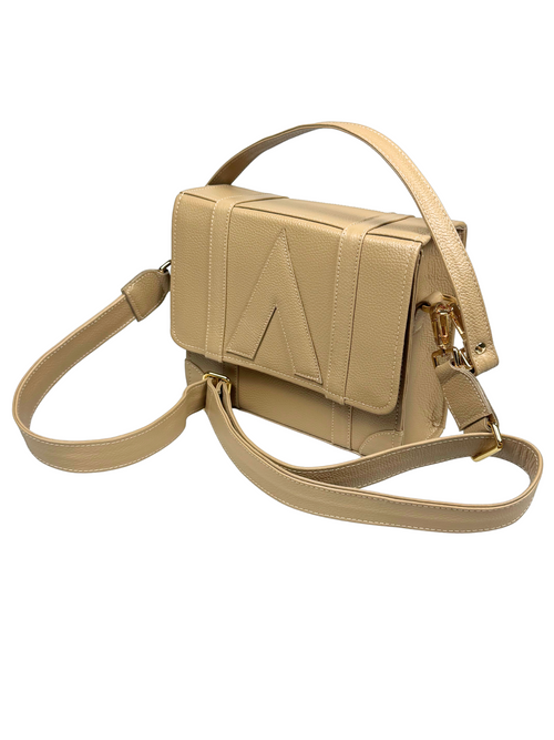 Attaché Case LX – Dual Strap Genuine Leather Bag in Beige