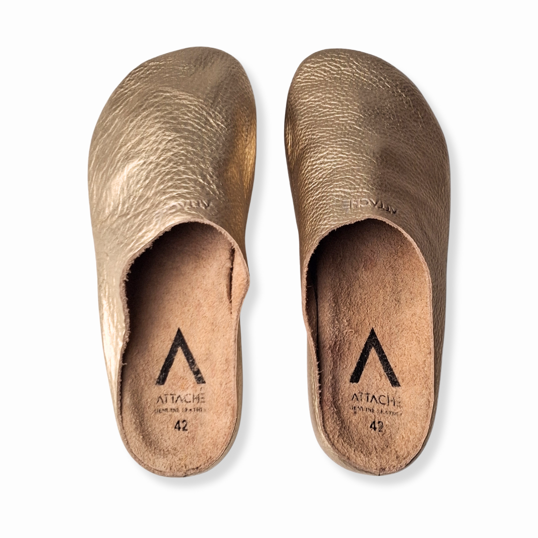 SIZE 42 ONLY: Gold V1 MULE Genuine Bovine Leather