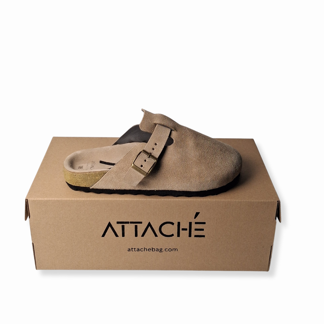 Hazelnut Clogs Genuine Suede Leather