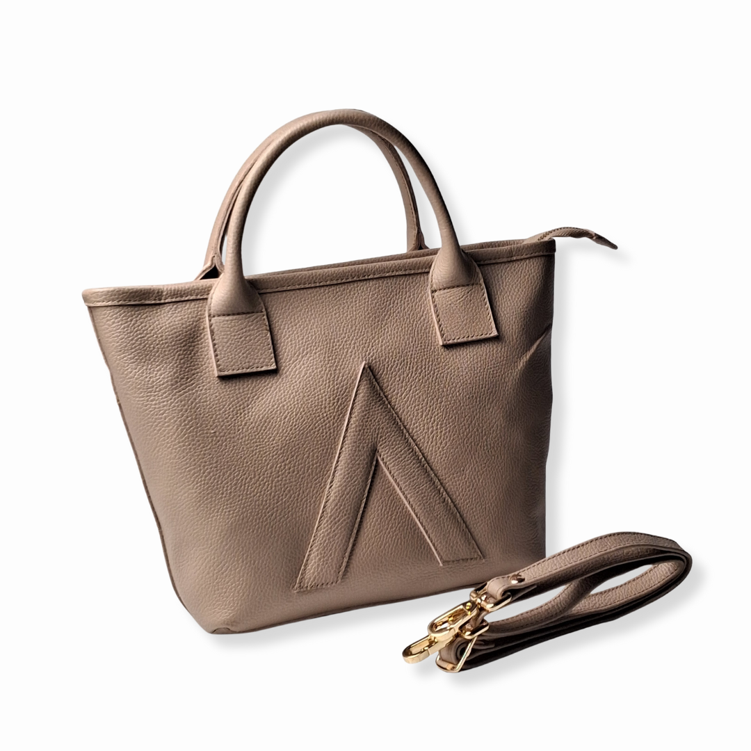 Beige Petite Tote Genuine Calf Leather