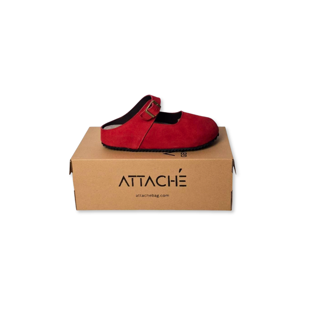 MJ Clogs V2 Non-Slip Prototype Deep Red Suede Leather