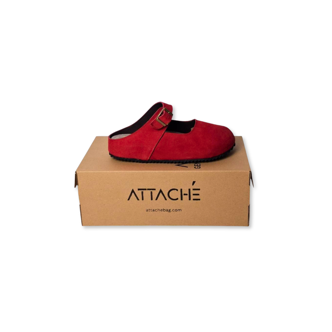 MJ Clogs V2 Non-Slip Prototype Deep Red Suede Leather