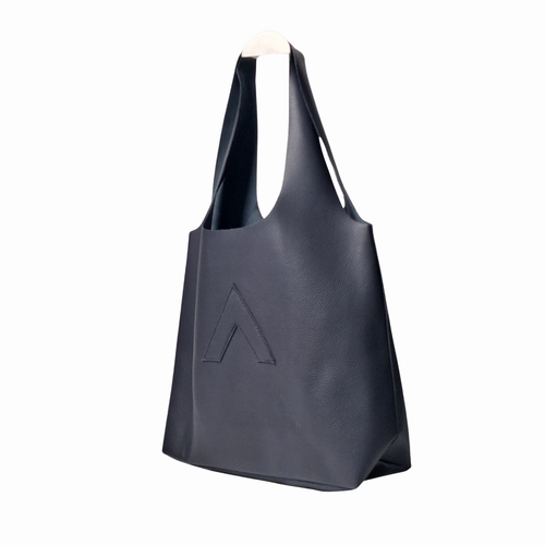 Arch Sack Genuine Leather Tote - Navy