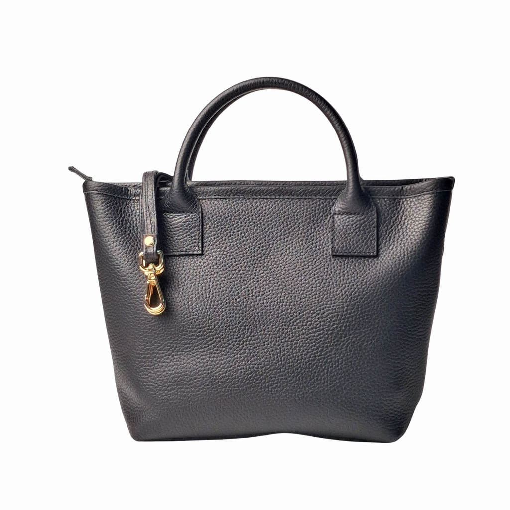 Black Petite Tote Genuine Calf Leather