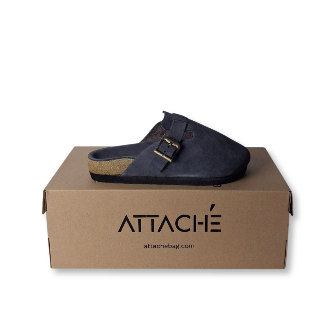 Size 35, 36, 44 - Clogs All Navy Gray Suede Leather