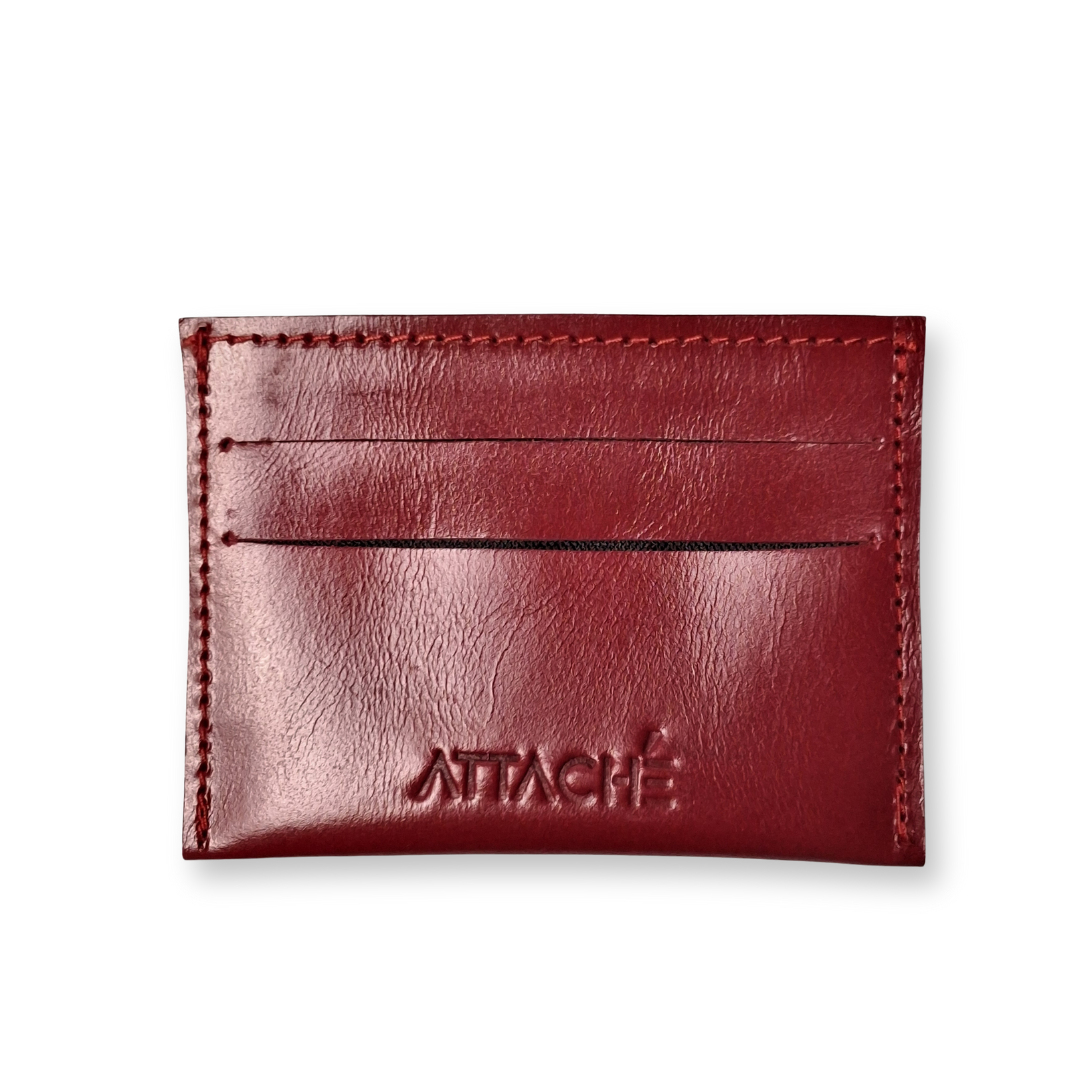 Slimslip Genuine Leather Card and Bill Holder in Distressed Gloss Red