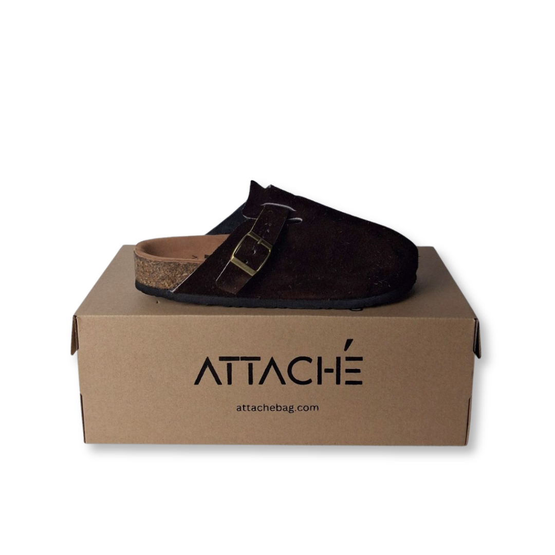 Size 37, 38, 39 - Clogs Choco Suede Leather