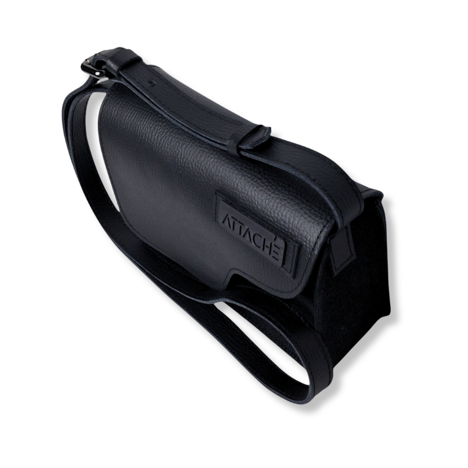 Attaché Latch Mini in Black Cowhide Leather