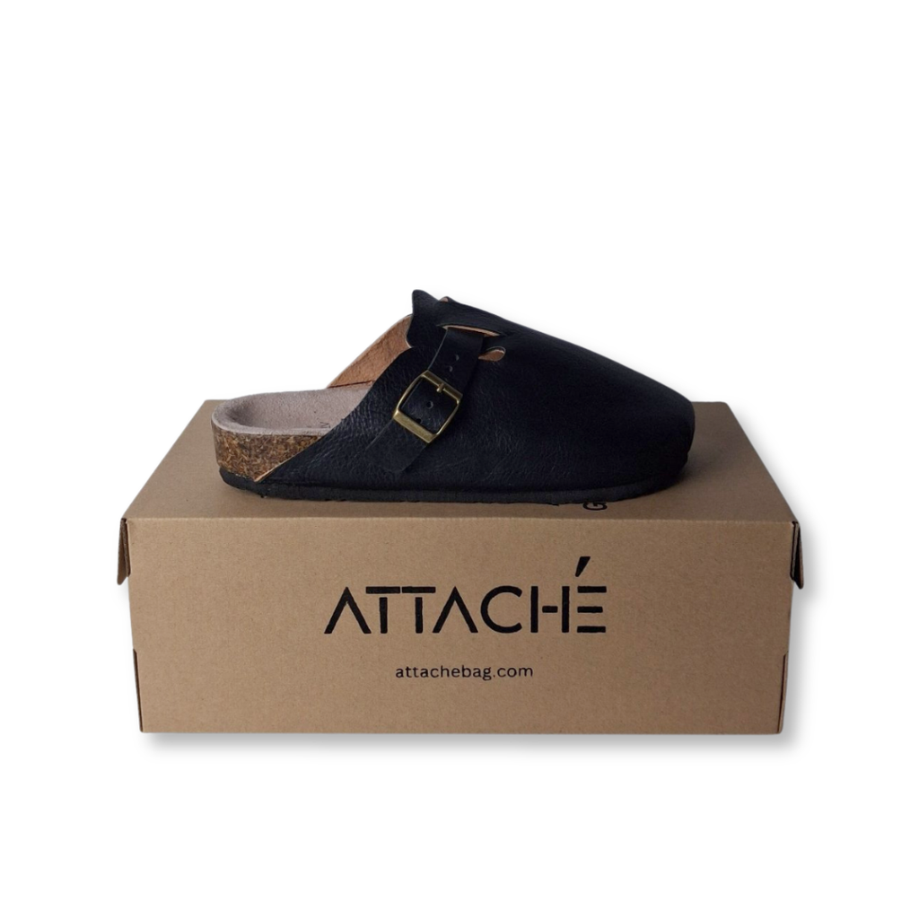 Clogs Black Grain Leather