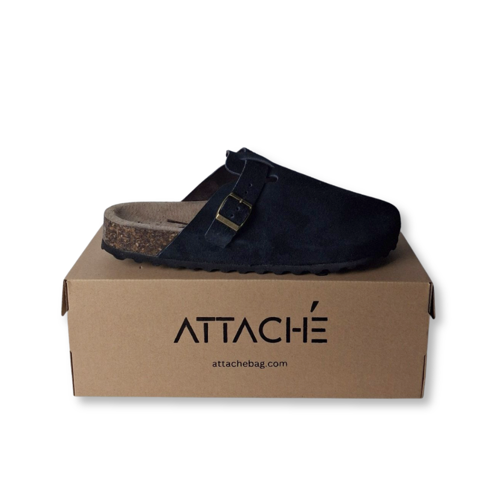 Clogs Black Suede Leather