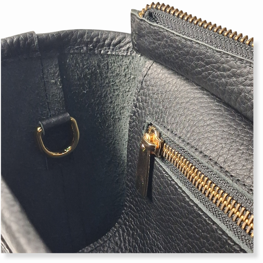 Black Petite Tote Genuine Calf Leather