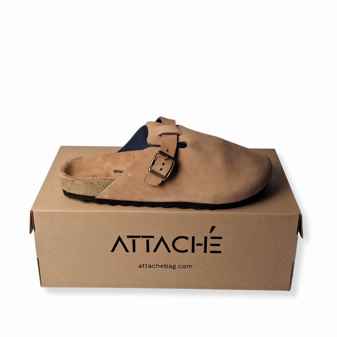 Tan Clogs Genuine Suede Leather