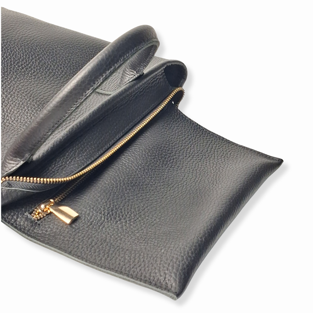 Black Petite Tote Genuine Calf Leather