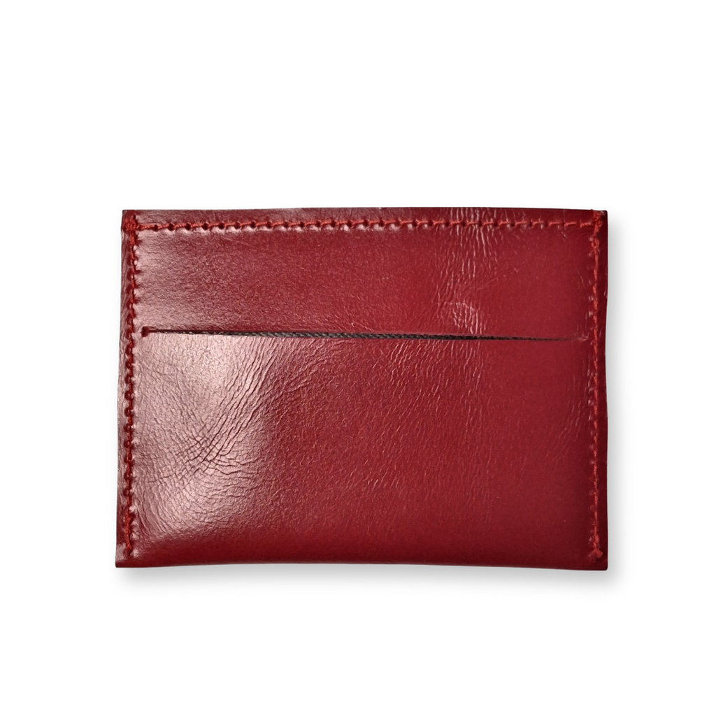 Slimslip Genuine Leather Card and Bill Holder in Distressed Gloss Red
